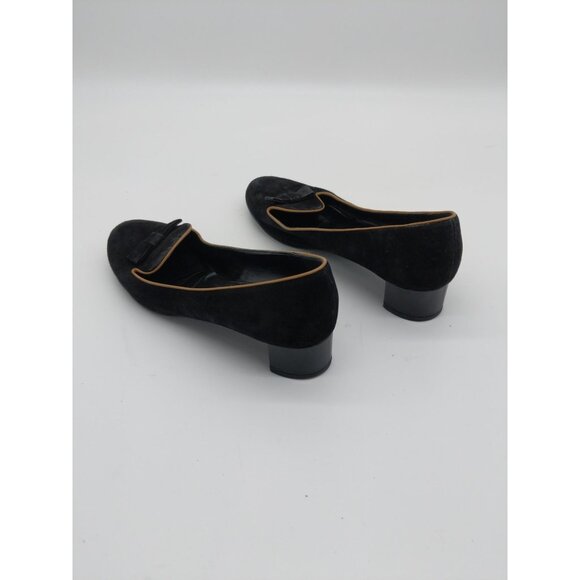 LOUIS VUITTON Womens Pump SZ 35 Leather Suede Kitten Block Heel Black Round Toe - Picture 8 of 14